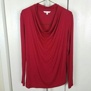 Cabi Red Cowl Drape Longsleeve Top Style 621